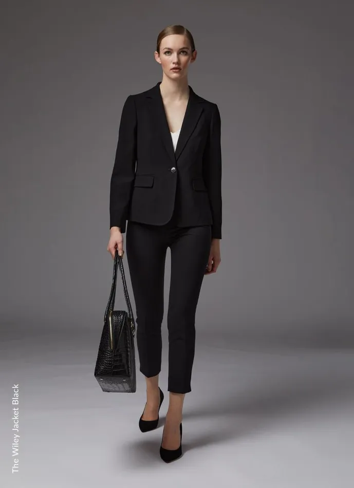 Women Wiley Black Recycled Crepe Jacket Black LKBennett Coats and Jackets