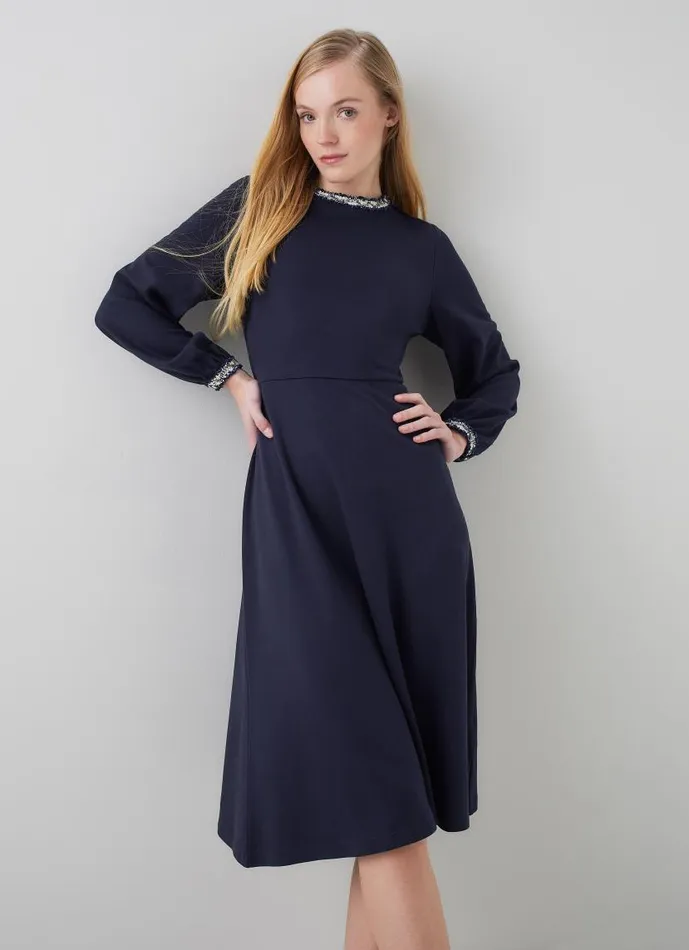 Women Yvonne Blue Dress With LENZING ECOVERO Viscose Midnight LKBennett Dresses Women Yvonne Blue Dress With LENZING ECOVERO Viscose Midnight LKBennett Dresses