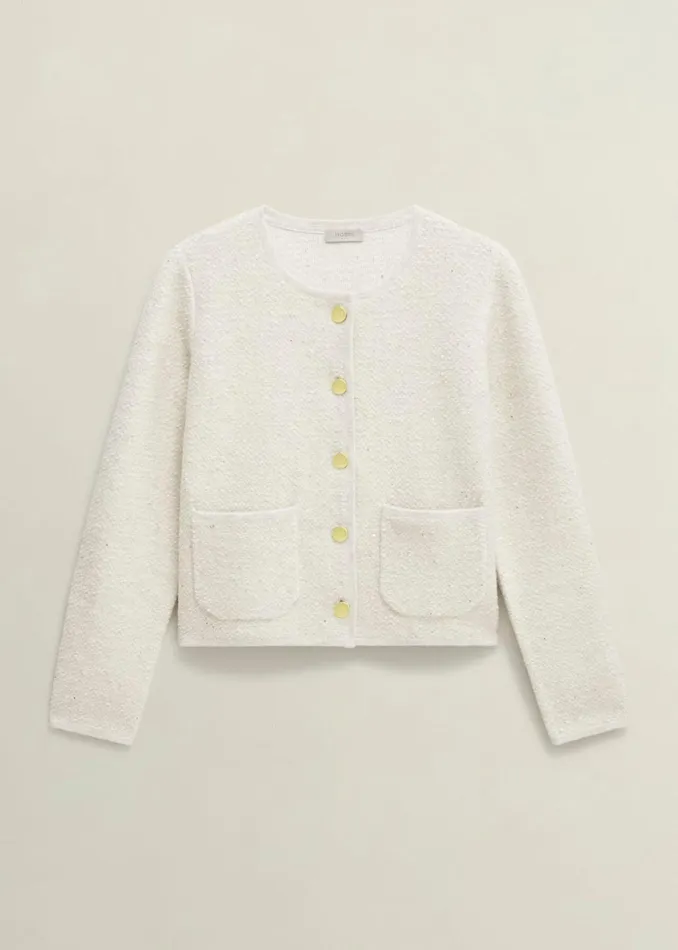 Women Zayla Sparkle Knitted Jacket Ivory Hobbs Coats and Jackets