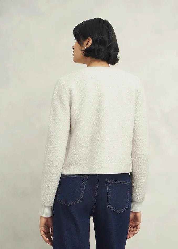 Women Zayla Sparkle Knitted Jacket Ivory Hobbs Coats and Jackets