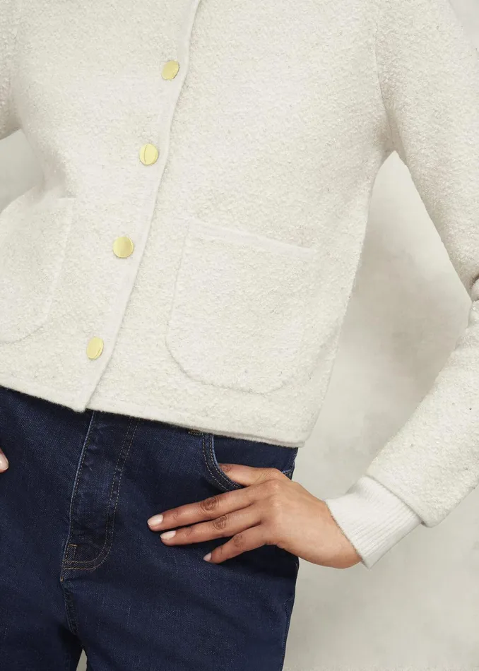 Women Zayla Sparkle Knitted Jacket Ivory Hobbs Coats and Jackets
