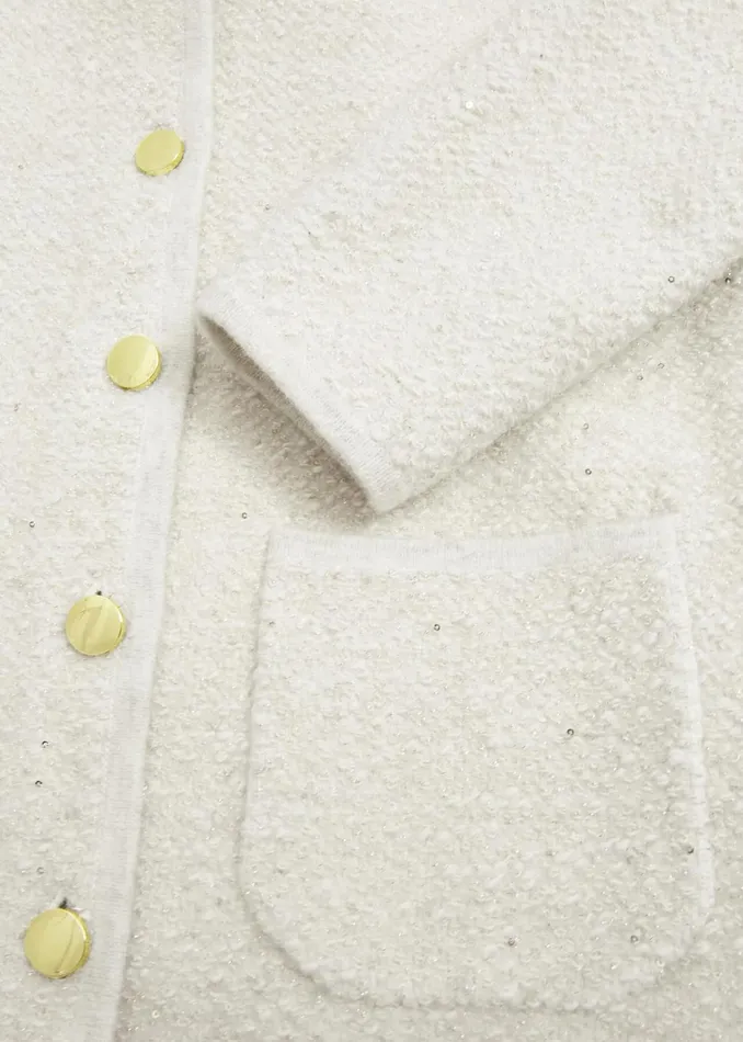 Women Zayla Sparkle Knitted Jacket Ivory Hobbs Coats and Jackets