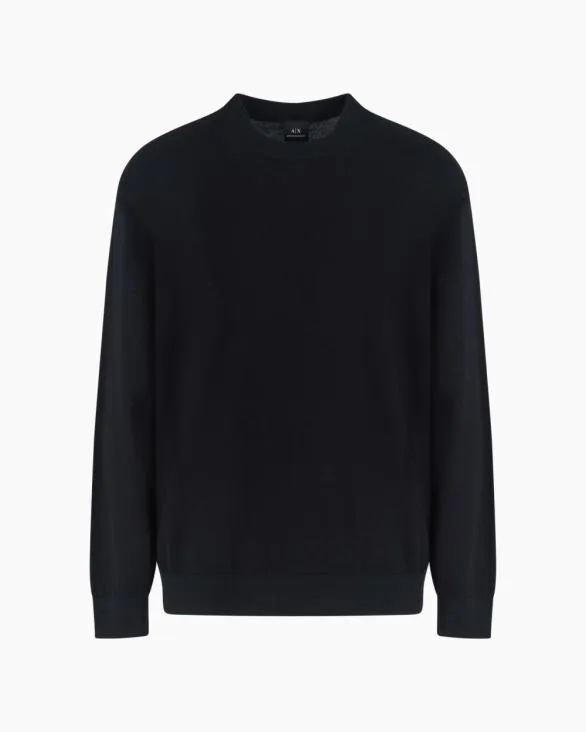 Wool Blend Turtleneck Sweater Navyblue Men Armani Knitwear
