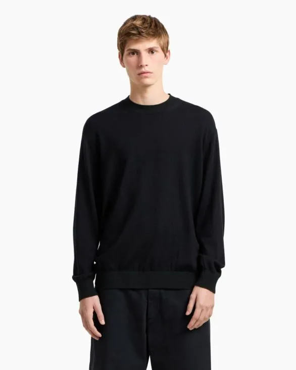 Wool Blend Turtleneck Sweater Navyblue Men Armani Knitwear Wool Blend Turtleneck Sweater Navyblue Men Armani Knitwear