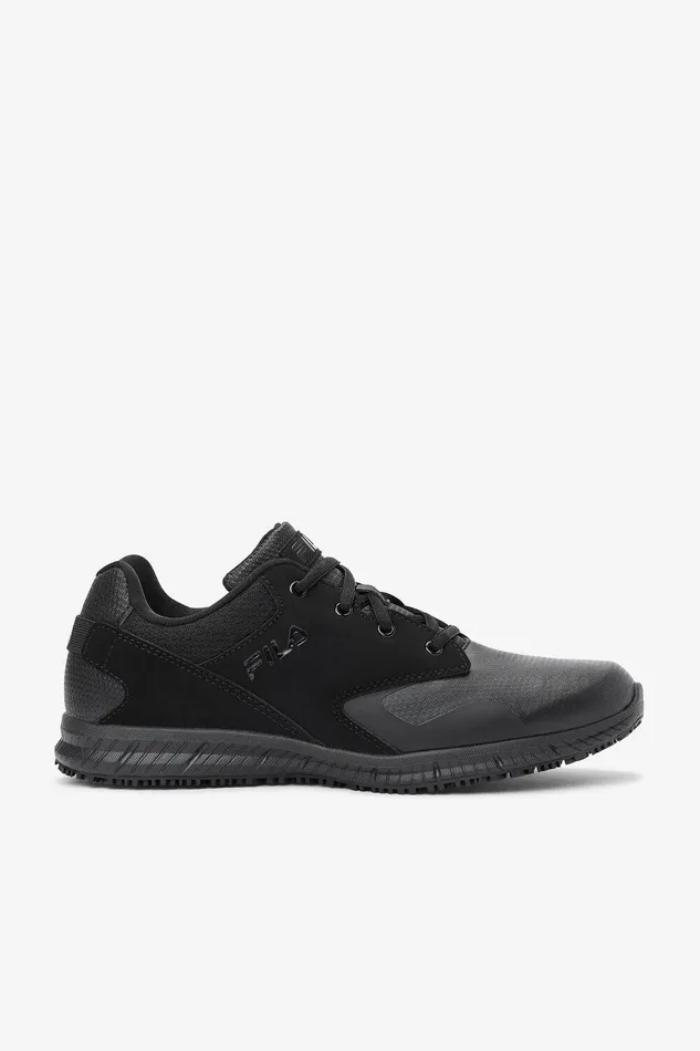 Work Shoes Men Fila Memory Layers Slip Resistant Shoe 001 Black Black Black